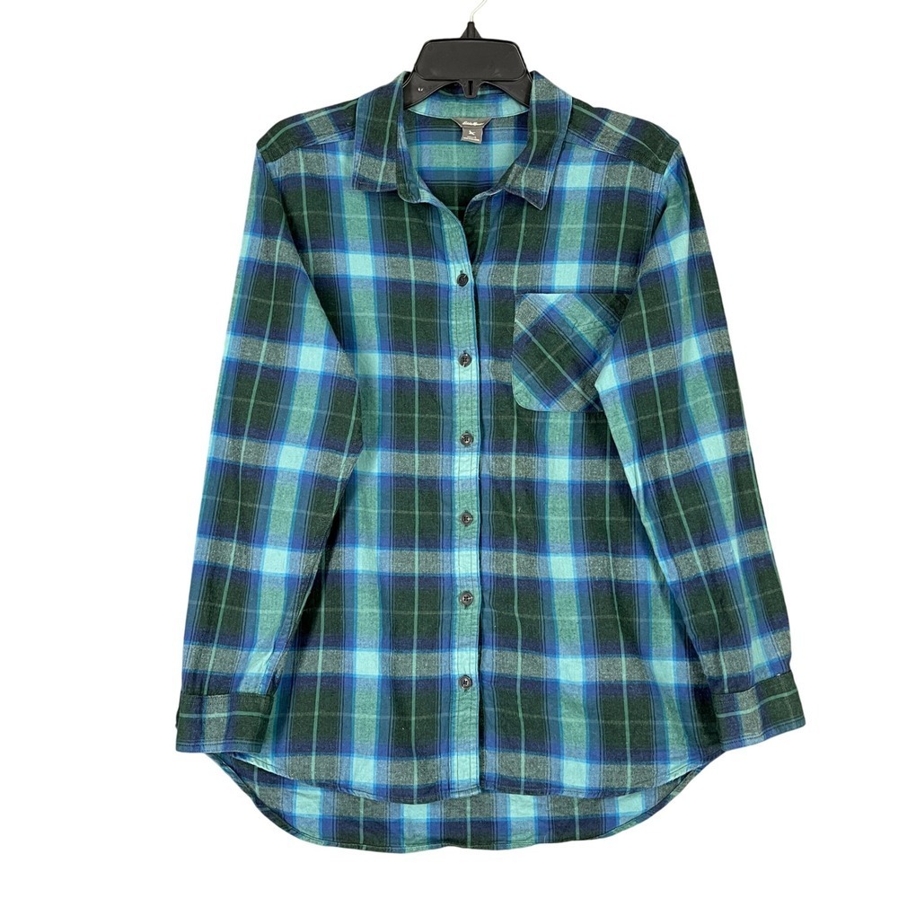 Eddie Bauer Plaid Shirt Women L Casual Relaxed Outdoor Work Everyday Utility